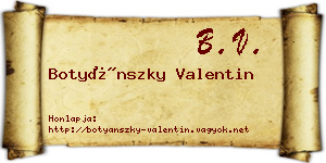 Botyánszky Valentin névjegykártya